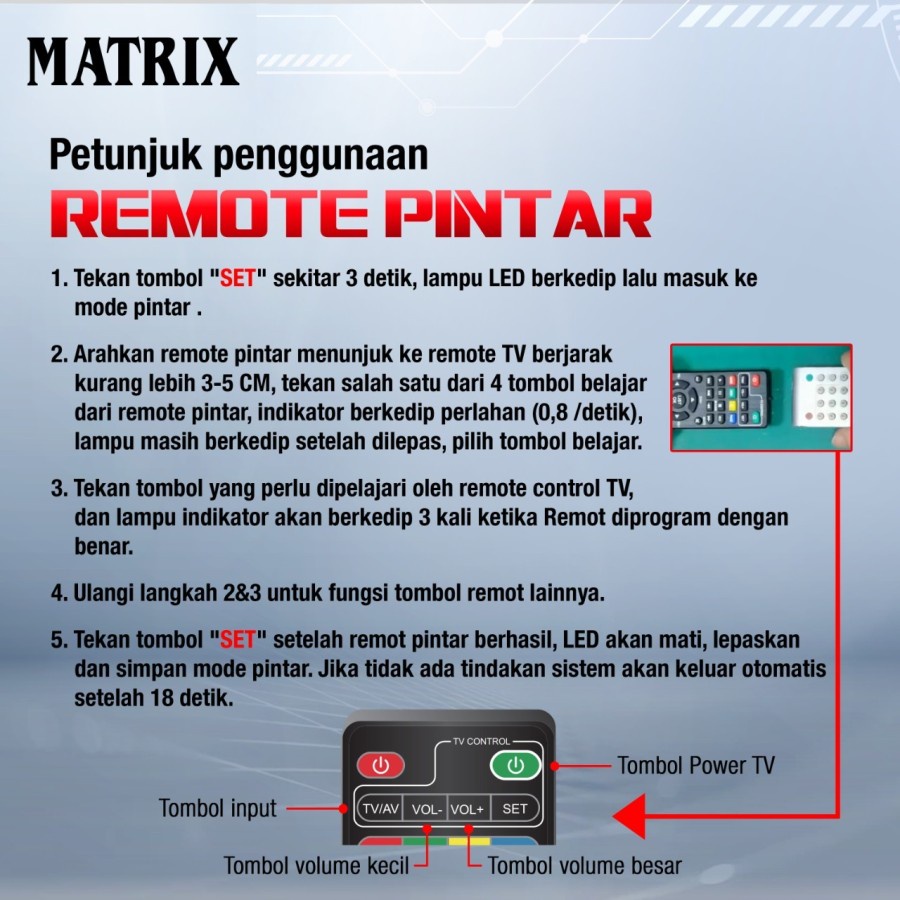 Remote Pintar Matrix Untuk 2 Perangkat STB &amp; TV