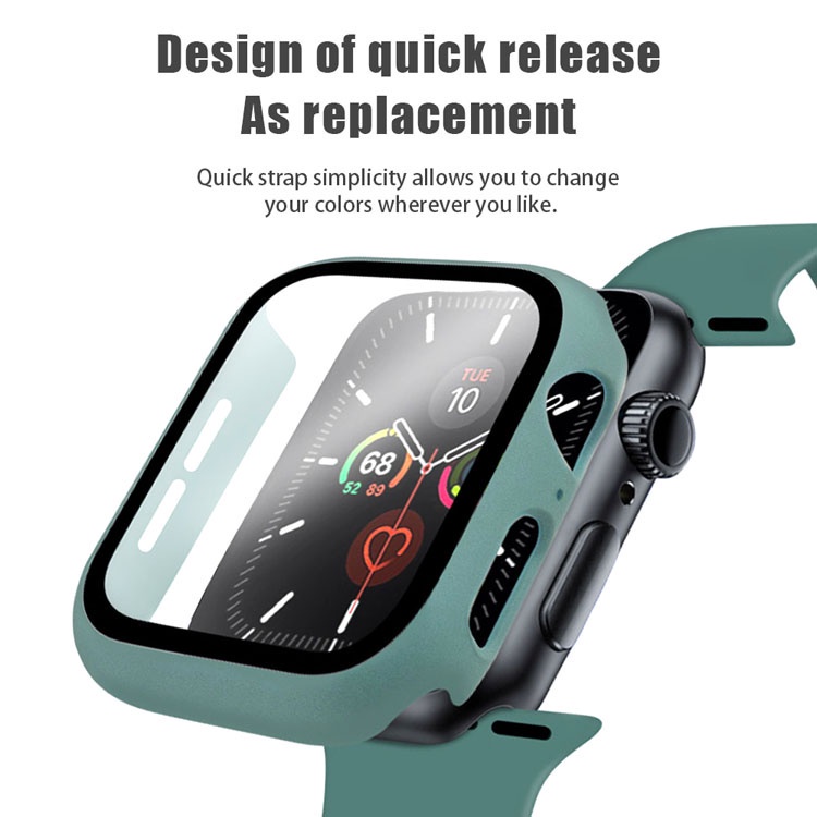 Strap Apple Watch - 38 40 42 44 mm + Tempered Glass Case Strap Sport Band iwatch Full Color Silicone Rubber