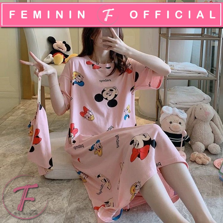 Feminin Daster Wanita Baju Rumah Santai Baju Tidur Dress Santai Dress Import Daster Lucu Motif Korea