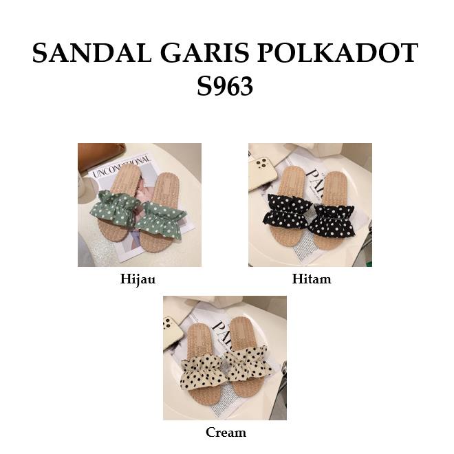 Grosir - S963 Sandal Model Bintik Bintik / Sandal Fashion / Sandal Garis Polkadot / Sandal Slop Wanita