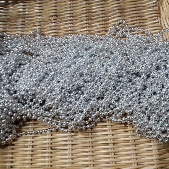 "Jual per meter Rantai mutiara diameter 4 mm warna perak - Perak"