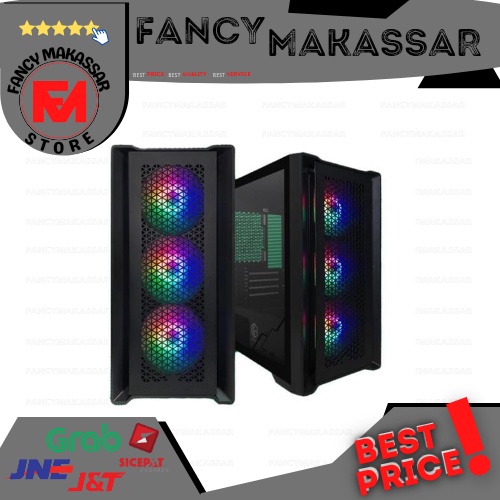 CASING CUBE GAMING ALTA - mATX - LEFT SIDE GLASS DOOR - FREE 3 FAN | FANCY_MAKASSAR