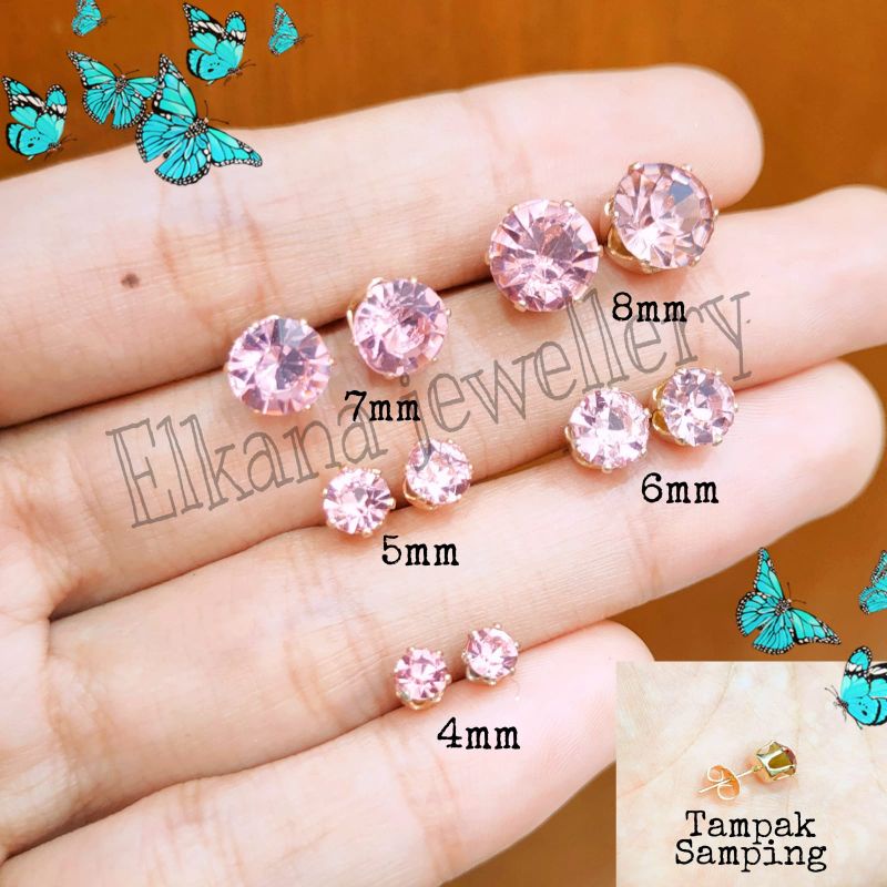 Anting Permata Diamond warna perhiasan lapis emas anti karat