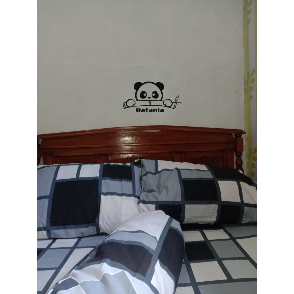 STIKER DINDING KAMAR RUMAH PANDA BAMBU NAMA BISA D GANTI SESUAI KEINGINAN CUSTOM