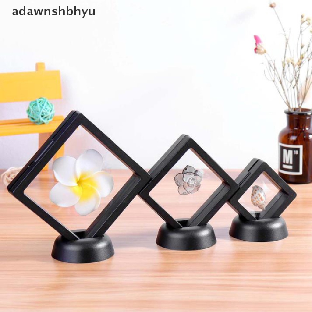 Adawnshbhyu Persegi 3D Melayang Perhiasan Koin Display Frame Holder Box Case w/Stand ID