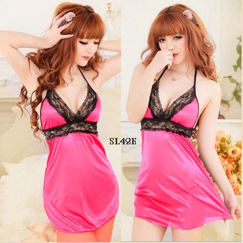 [READY STOCK] BAJU TIDUR WANITA DEWASA LINGERIE SEXY NIGHTGOWN FUSCHIA SL42E