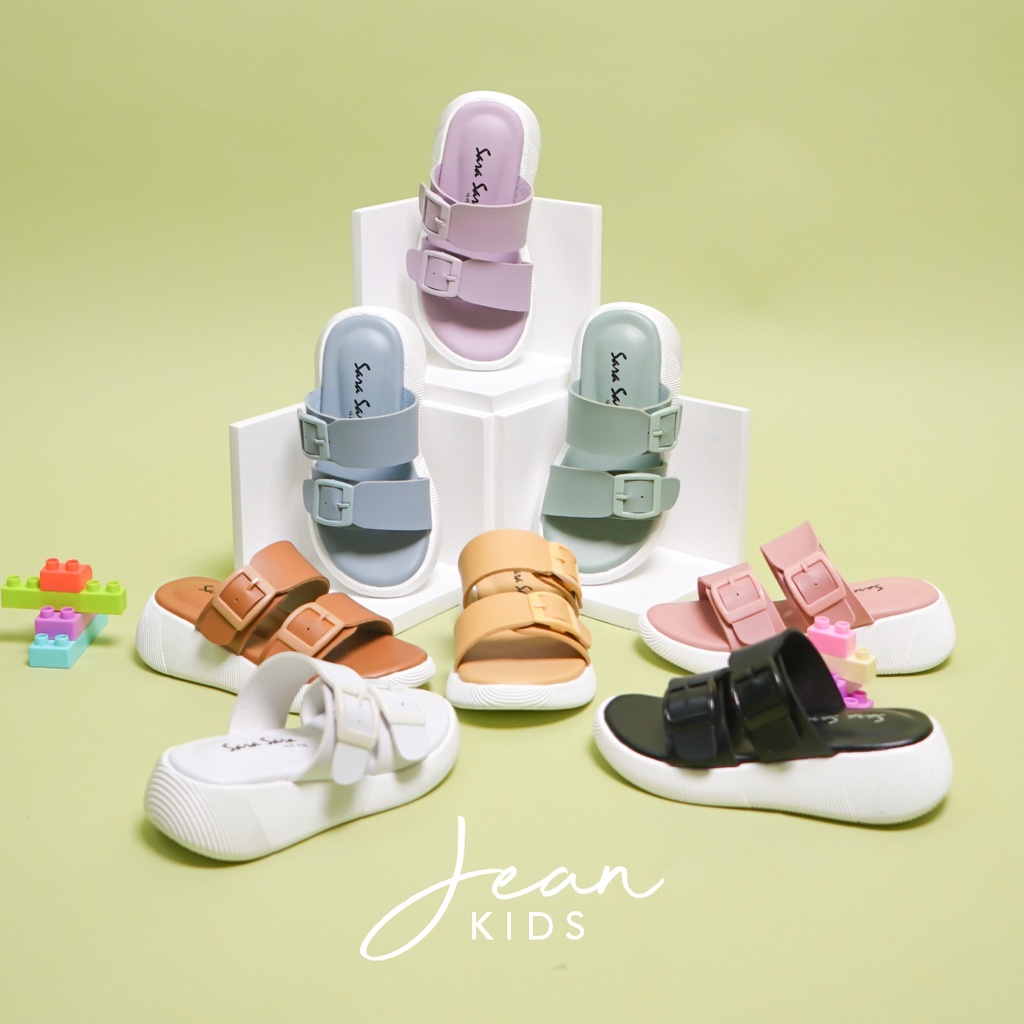 Sara Sara JEAN KIDS A Sandal Slop Anak Perempuan sandal gesper ban dua sandal empuk anak terbaru