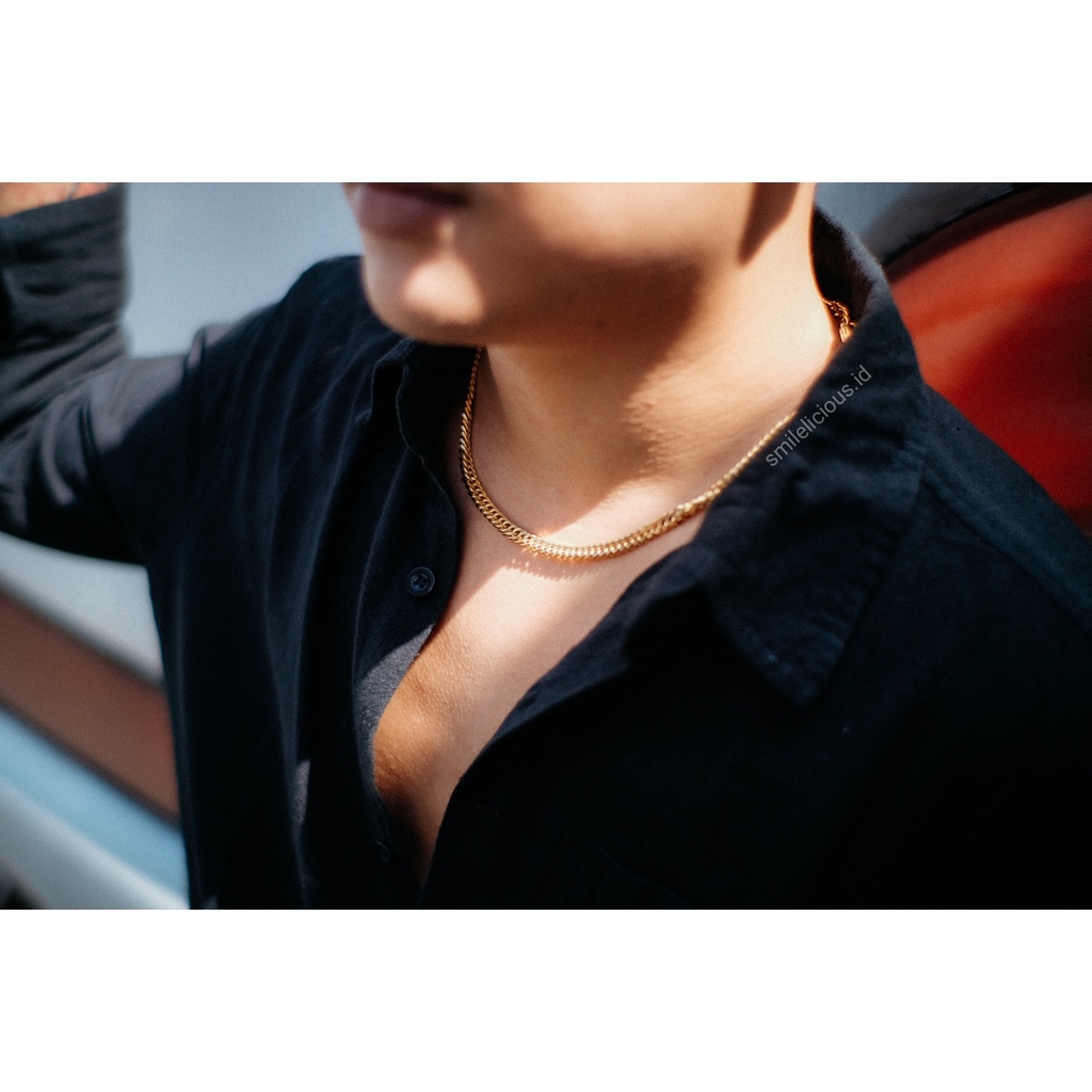 Kalung Titanium Silver dan Emas model Rantai Besar untuk Pria atau Wanita / Kalung Pria / Kalung Ant