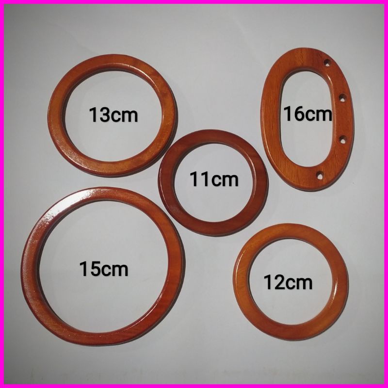 ring kayu macrame - handle ring kayu - pegangan tas bulat - bulat kayu - ring kayu tas - bahan keraj