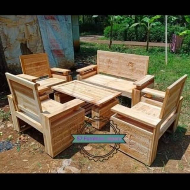 Meja Kursi Ruang Tamu Kursi Tamu Jati Model Robot Mentahan Jati Jepara