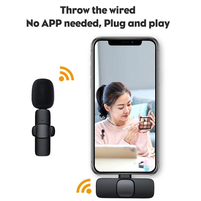 Mic Wireless HP Vlog Youtuber Portable Microphone Mic Clip On Wireless USB PC Laptop Zoom Webinar Podcast Teleconference Meeting