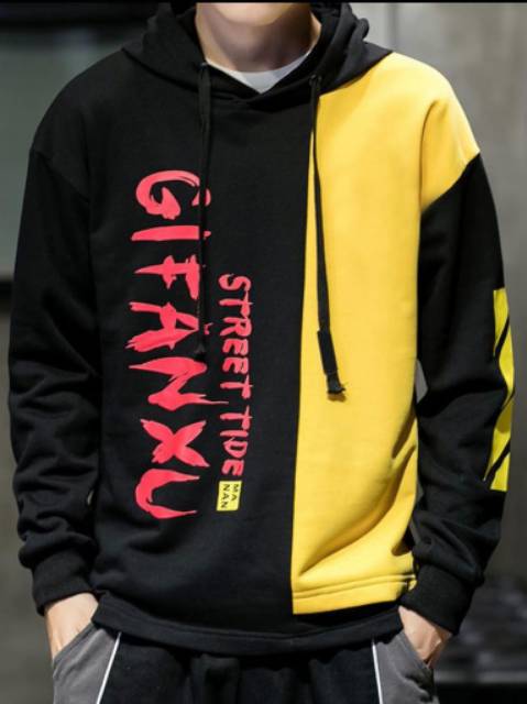 TOTOTAshop.Sweater hoodie GIFANXU pria,bahan babyterry premium,motif sablon halus,real pict