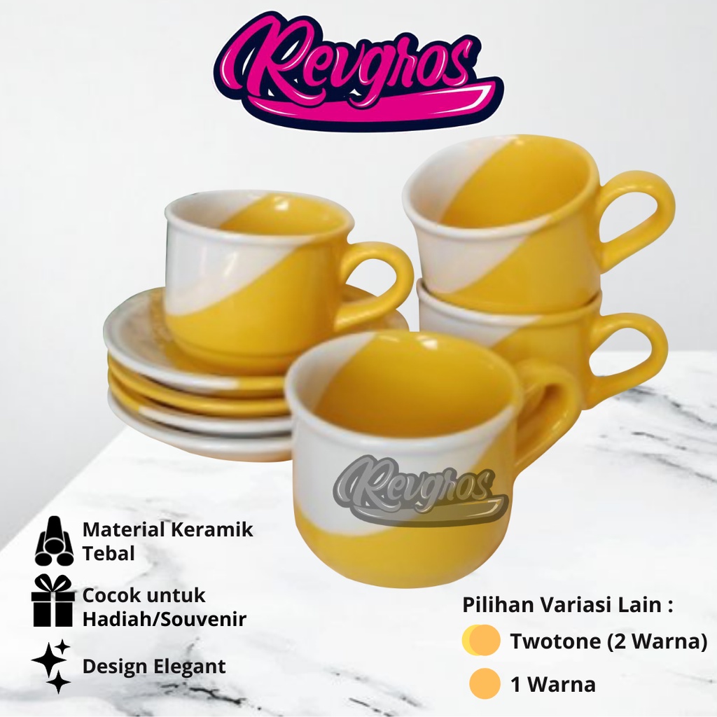 Jual Set Cangkir Dan Lepek Keramik Ekonomis Cup Saucer Pcs