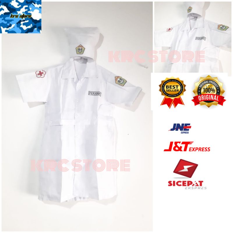 Baju Seragam Profesi Anak Perempuan Perawat Suster Cilik Putih / KOSTUM ANAK PERAWAT CILIK / BAJU KA