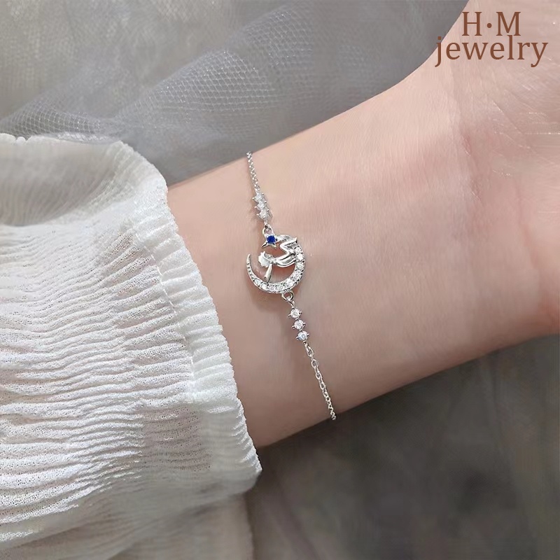 Gelang Bahan S925 Silver Aksen Berlian