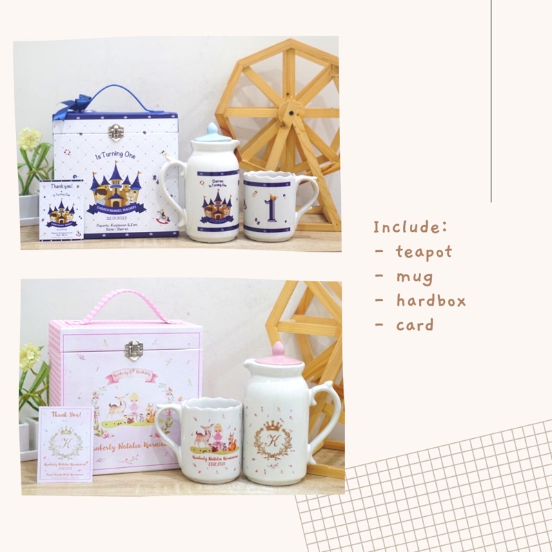 (NEW) Hampers Teapot Mug Souvenir Manyuek| Souvenir One Month Celebration | Welcoming Our Baby Girl/
