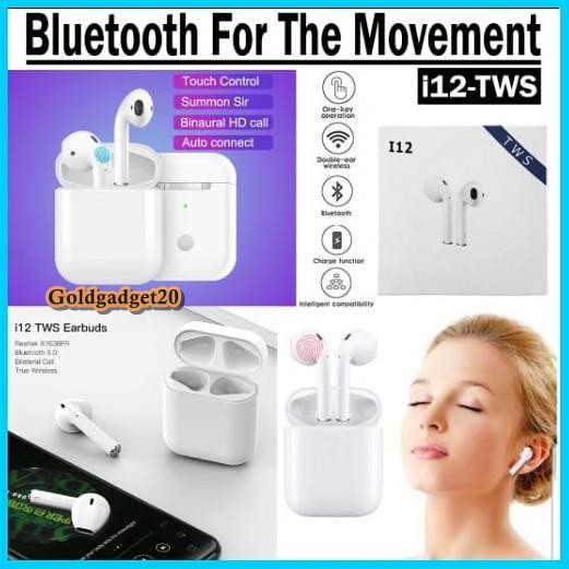 TWS Headset Earphones Bluetooth Wireless i12S TWS