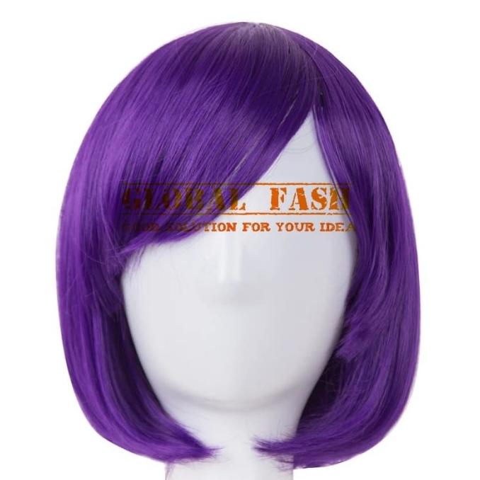 Wig bob ungu/ Wig pendek lurus / Wig Cosplay/ Rambut Palsu full