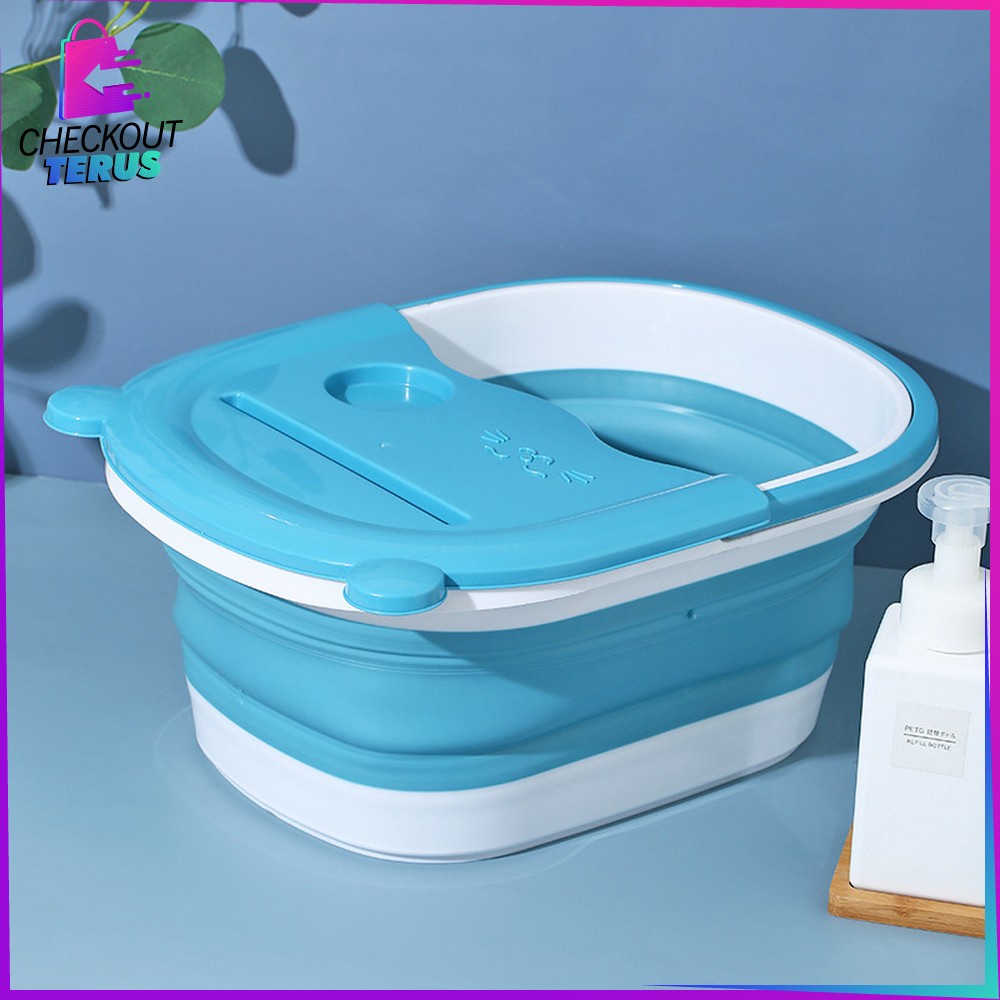 CT C538 Ember Lipat Baskom Plastik Motif Beruang Portable Multifungsi Ember Cuci Kaki Spa Pedicure Bear Pijat Kaki Refleksi Foldable