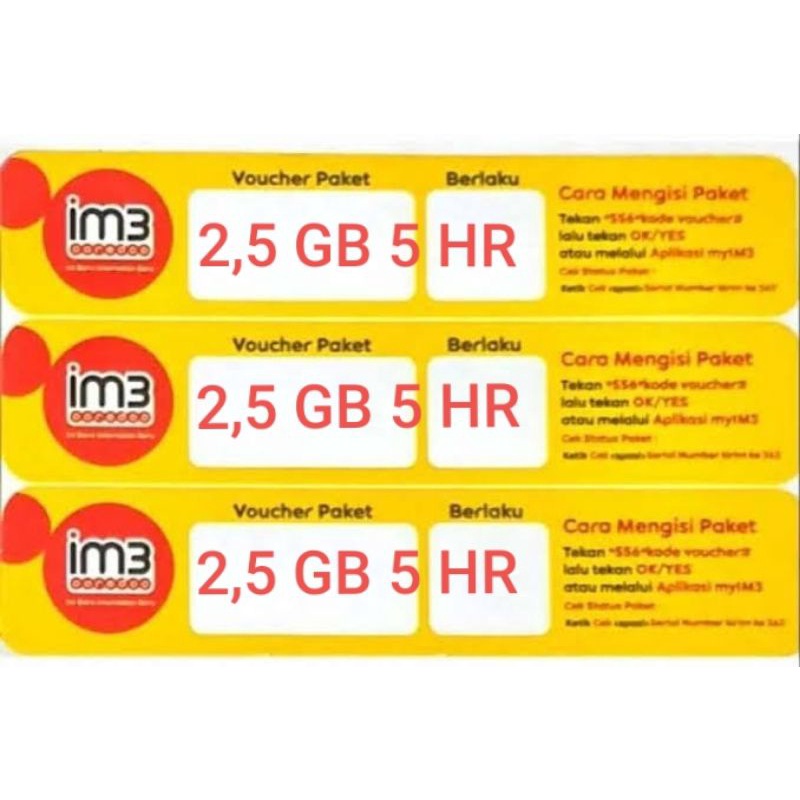 VOUCHER IM3 2,5 GB 5 HARI