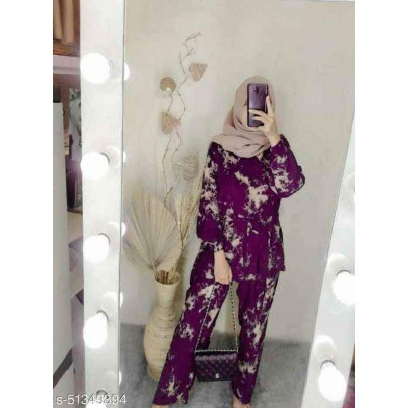 One Set Tie Dye Gelap Tali Serut Lengan Karet-Tiedye Serut Maroon