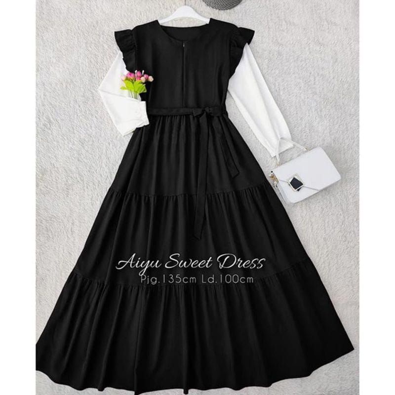 Ayu sweet dress/dress terbaru/terlaris/kekinian/dress remaja kekinian/fashion dress terbaru