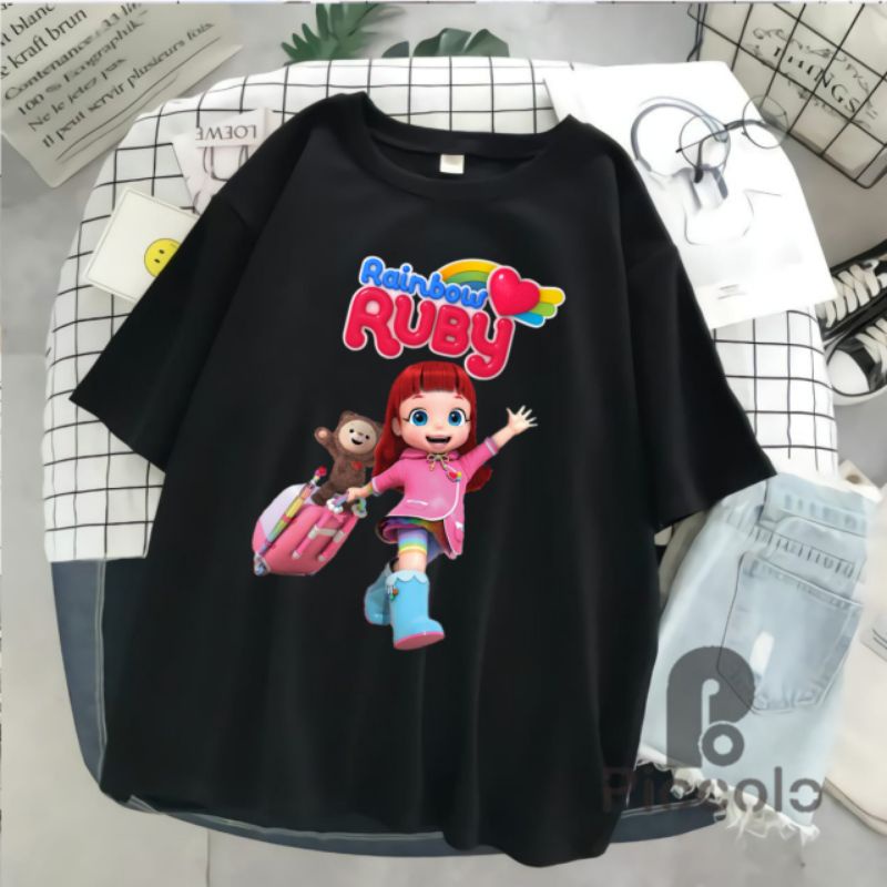 BAJU KAOS ANAK RUBY RAINBOW BAHAN ATASAN ANAK