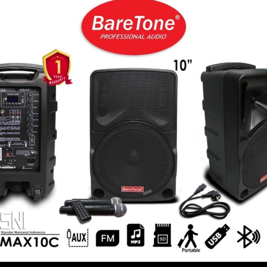 Speaker Aktif Portable Baretone Max 10c bonus cek dekripsi