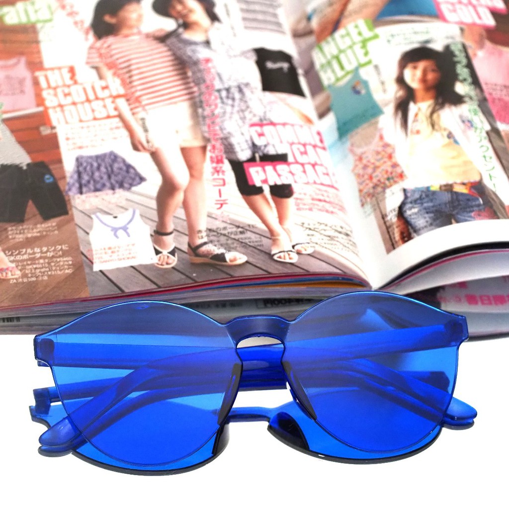Kacamata Jelly Pria Wanita Kacamata Fashion Murah / Kaca Mata Candy Sunglasses Korea Warna Warni-7. Dark Blue