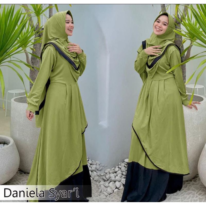 Gamis Syari Set Hijab Emery Dress LD110-130cm LEBARAN 2023