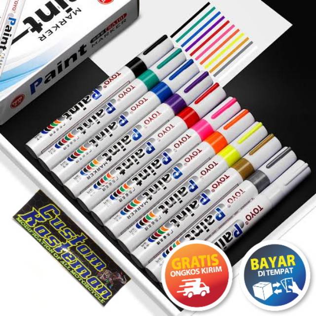 

Spidol Ban TOYO / VAUTOA PAINT MARKER ORIGINAL IMPORT Spidol Warna Untuk Ban - Pewarna Diecast Mobil - VM