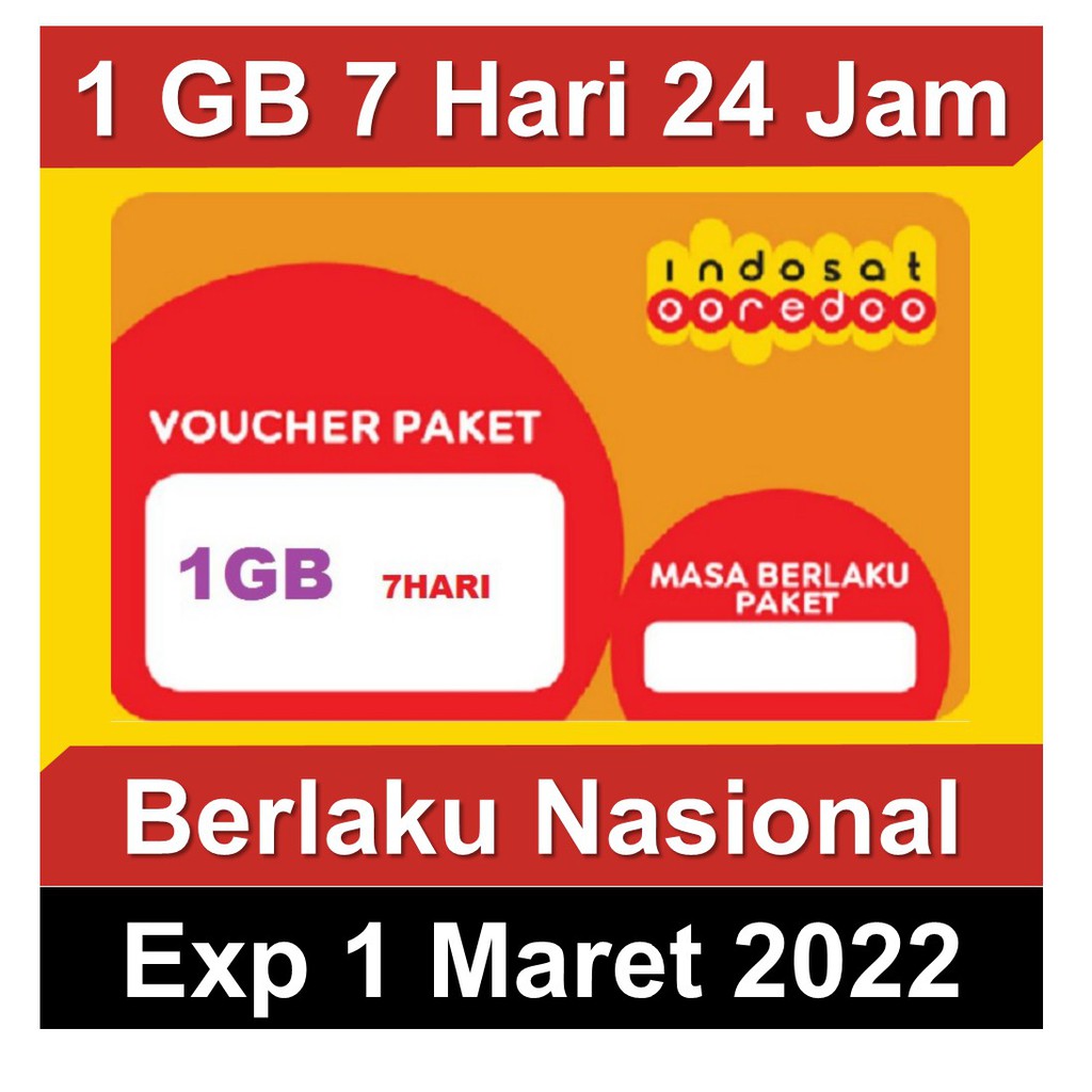 Voucher Kuota Data Internet Indosat im3 Ooredoo 1 GB 7 Hari 24 Jam Nasional