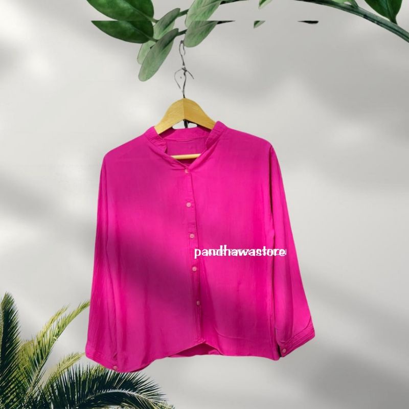 BLOUSE RAYON CRINKLE MODEL KERAH SHANGHAI WARNA MOCCA BEST SELLER ATASAN WANITA BAHAN CRINKL RAYONPREMIUM