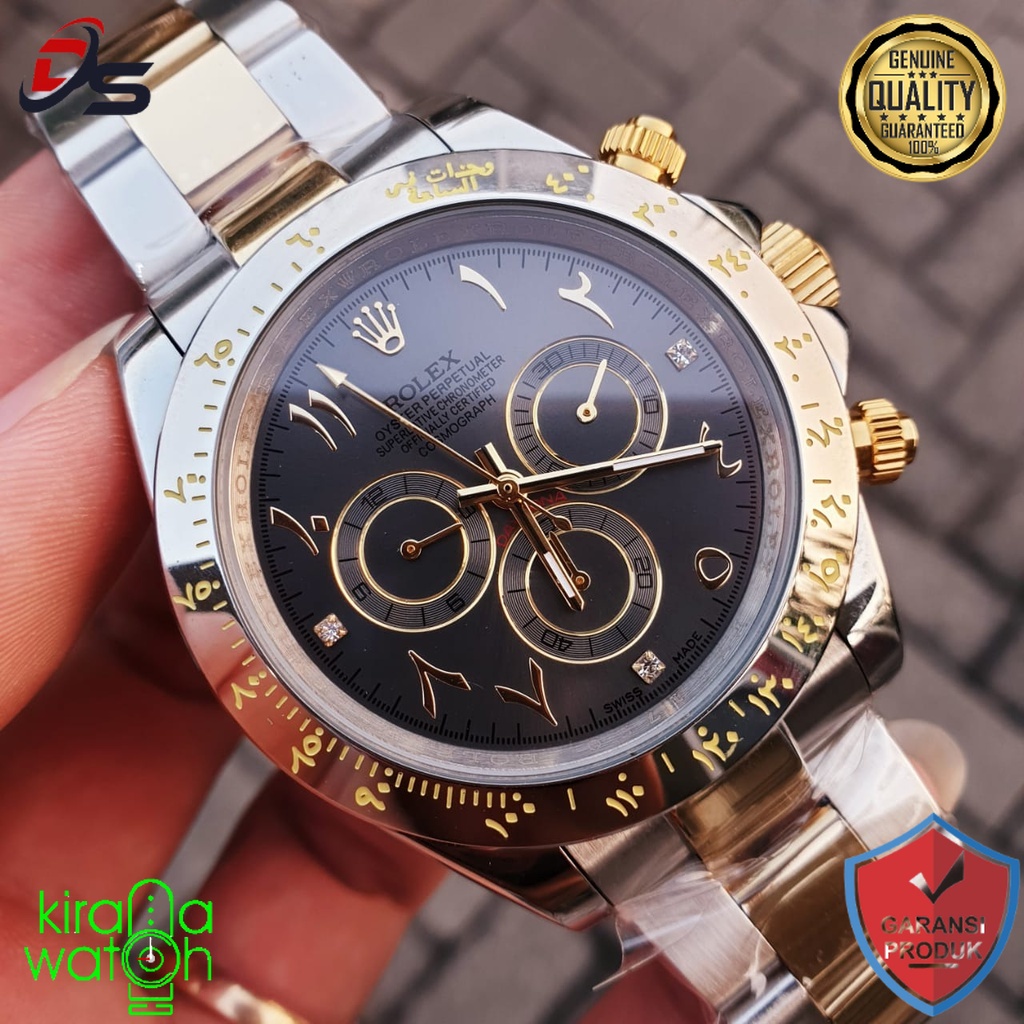 Jam rolex daytona Font Arab otomatis dual tone