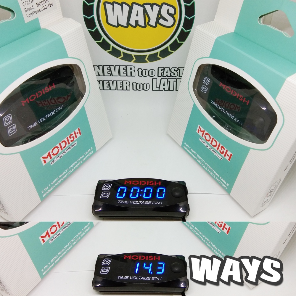 L091 | 2in1 Voltmeter Aki Accu Jam Digital LED Motor Vario Nmax PCX Aerox Vixion R15 Ninja GSX KLX