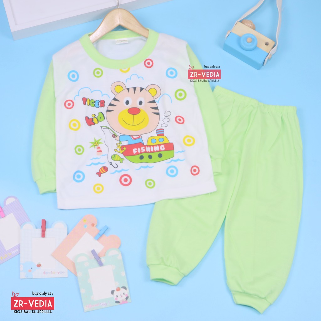 Piyama Kaos Kartun uk 3 Tahun / Baju Tidur Bahan Kaos Anak Laki Perempuan Murah Gambar Kartun Adem