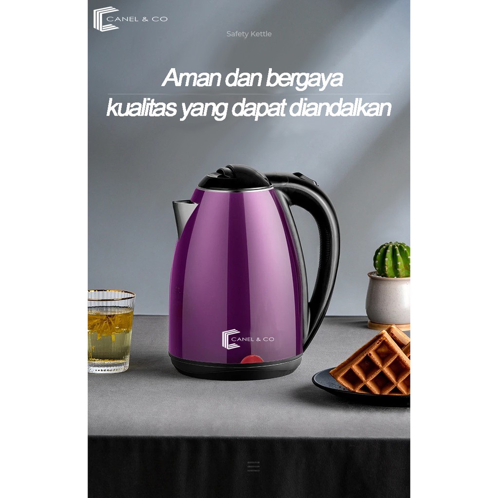 CANEL &amp; CO 650 Watt Teko Listrik Otomatis Stainless Steel 2.0 Liter Teh Kopi Rumah / Panci Listrik / Kompor Listrik / Teko Listrik  / Oven Listrik / Kantor KL-NS