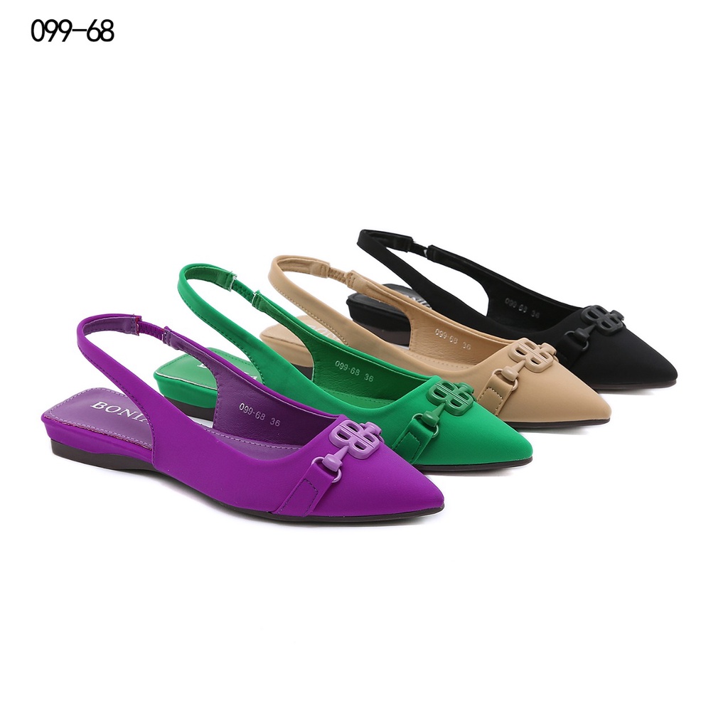 Satin B-Logo Flat Shoes 099-68