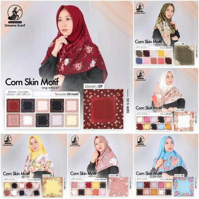 jilbab segiempat CORNSKIN MOTIF UMAMA (hijab corn skin / kerudung kulit jagung)