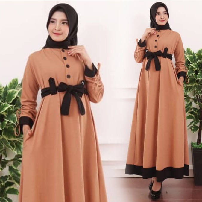 Gamis Terbaru ZY76 Maxy Dress Kancing aktif Garansi Termurah Terlaris Dan Modis