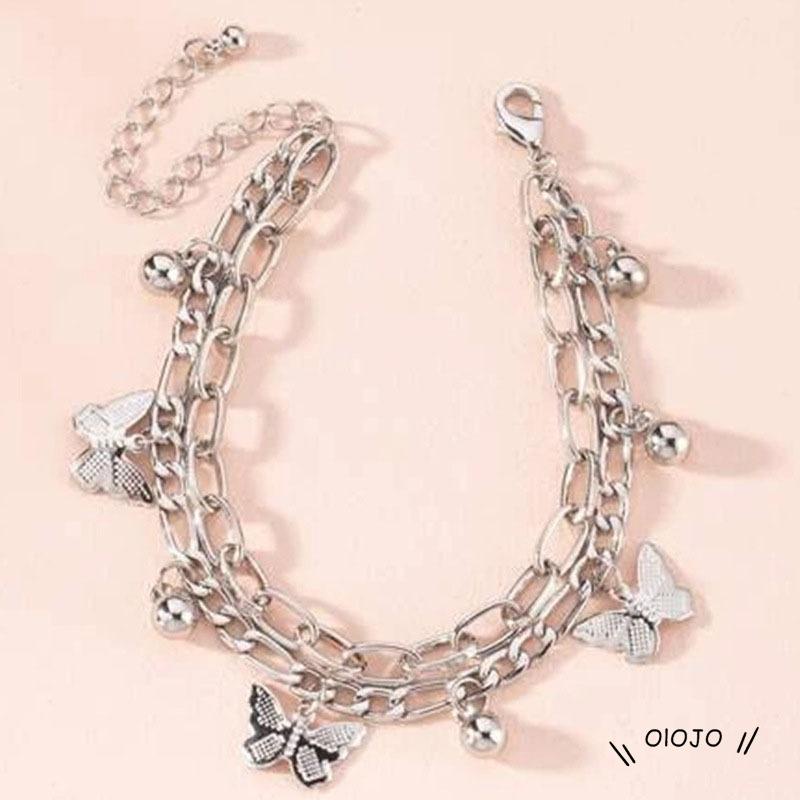 【COD】Gelang Model Butterfly Ball Rumbai Double layer