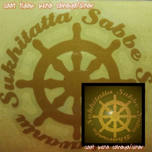 

AThiToShop Stiker Decal Cutting Vinyl Roda Dharma Semoga Semua Makhluk Berbahagia Warna Emas