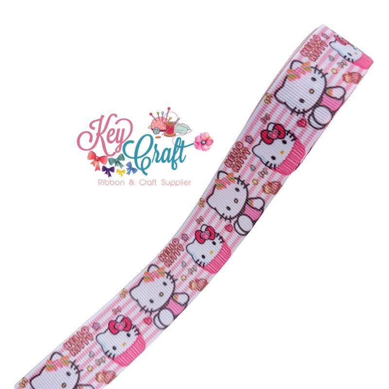 

(1Roll = 50y) Pita Grossgrain size 2,5cm motif Hello Kitty