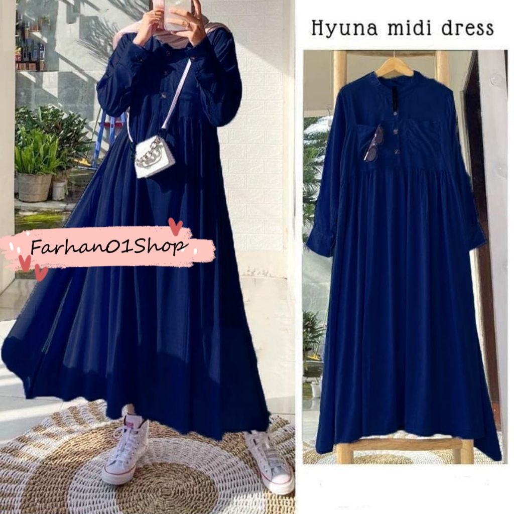 GAMIS HYUNA MIDI DRESS FASHION MUSLIM PREMIUM TERBARU