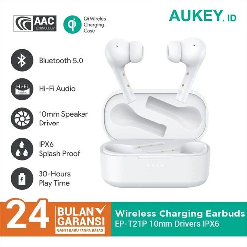 Aukey Earphone Wireless Charging Earbuds 10mm Drivers IPX6 - EP-T21P - 500928