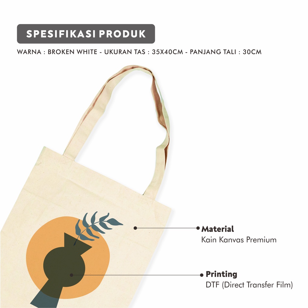Sevine Tote Bag Kanvas Tas Fashion Totebag Wanita DTF Printing Nordic Aesthetic Series - KPA6