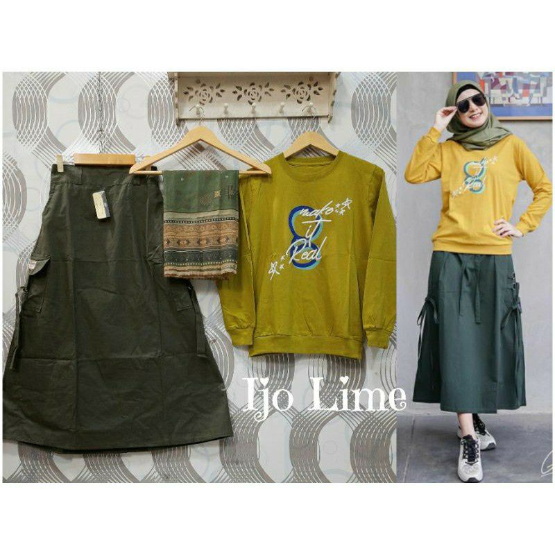 Set Rok Gyl Stelan Rok Saku Gesper Termurah Dengan Atasan Kaos Gyl