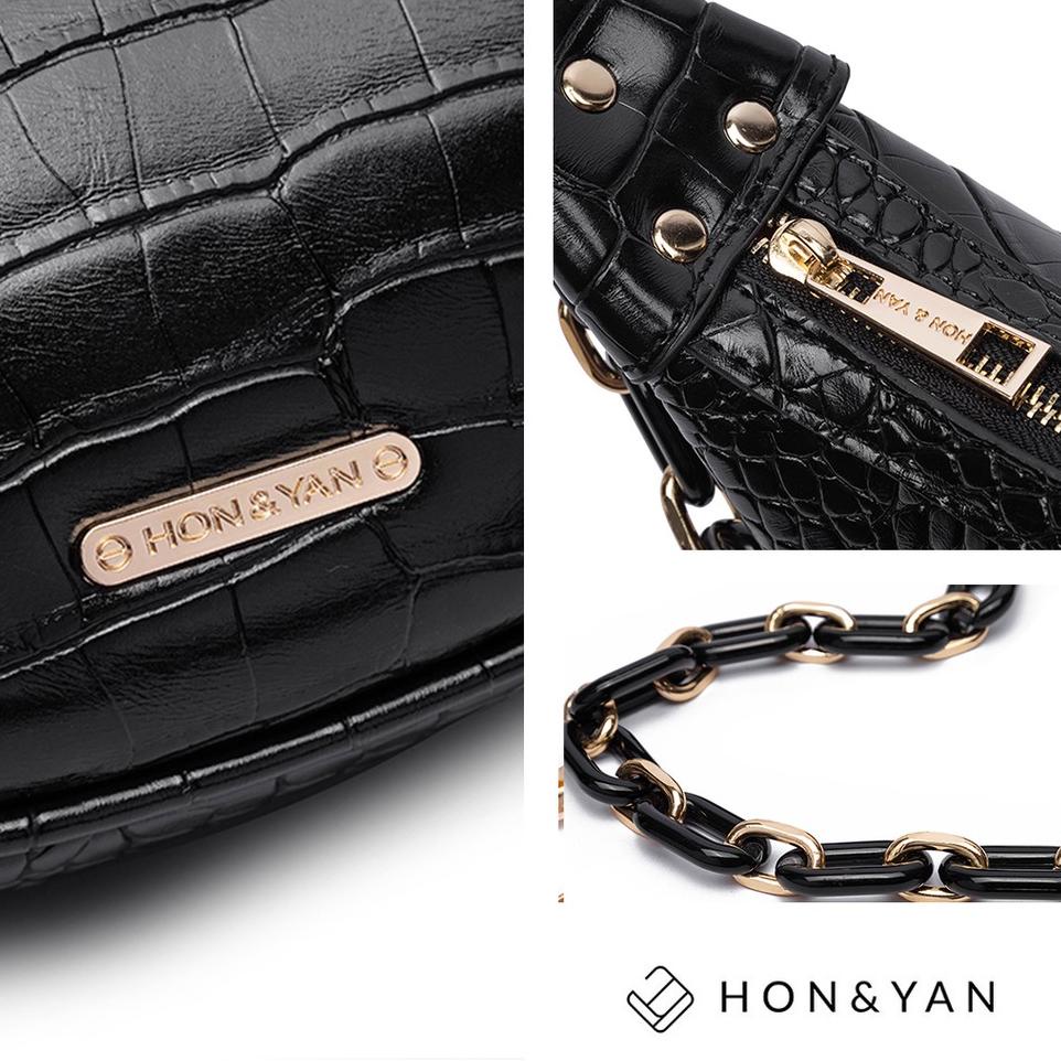 ♣ [HONYAN] Tas Vintage Bag Croco Wanita Import 2 Tali Selempang Original - Shriya Shoulder Bag ➶
