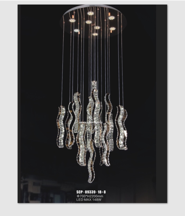 Lampu gantung kristal Led minimalis dekorasi meja makan 89339-18+8