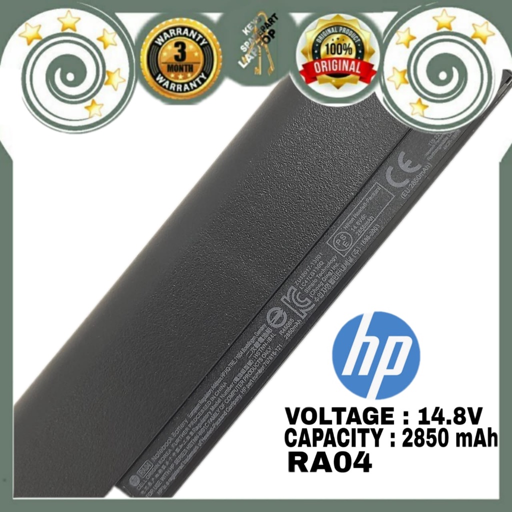 Baterai Batre Battery Laptop Original hp Probook RA04 HSTNN-IB4L Black Silver 430 -G1 -G2 H6L28AA H6L28ET RA04XL HSTNN IB5X 707618-121 768549 RAO4